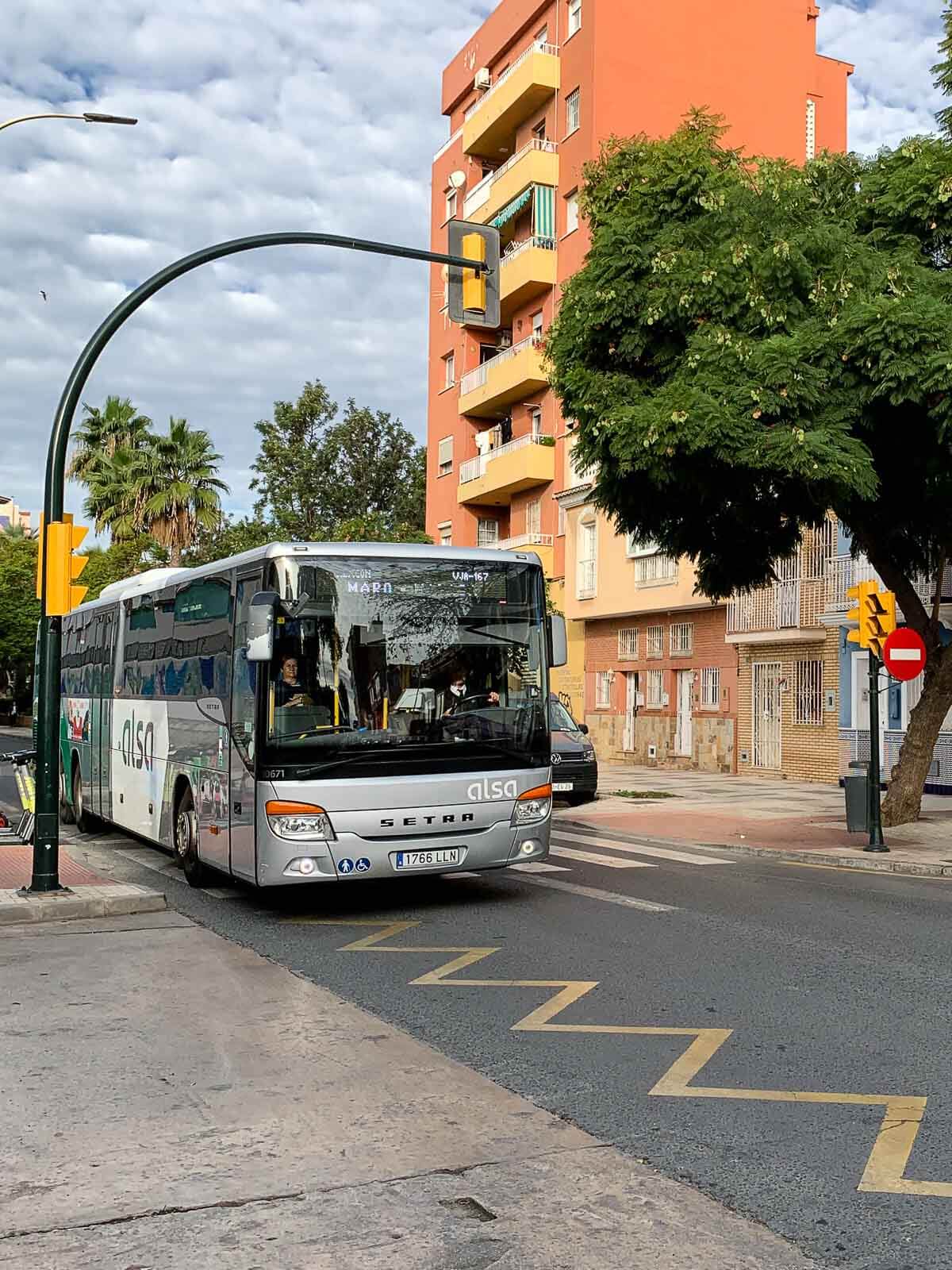 ALSA bus arriving to a bus station.