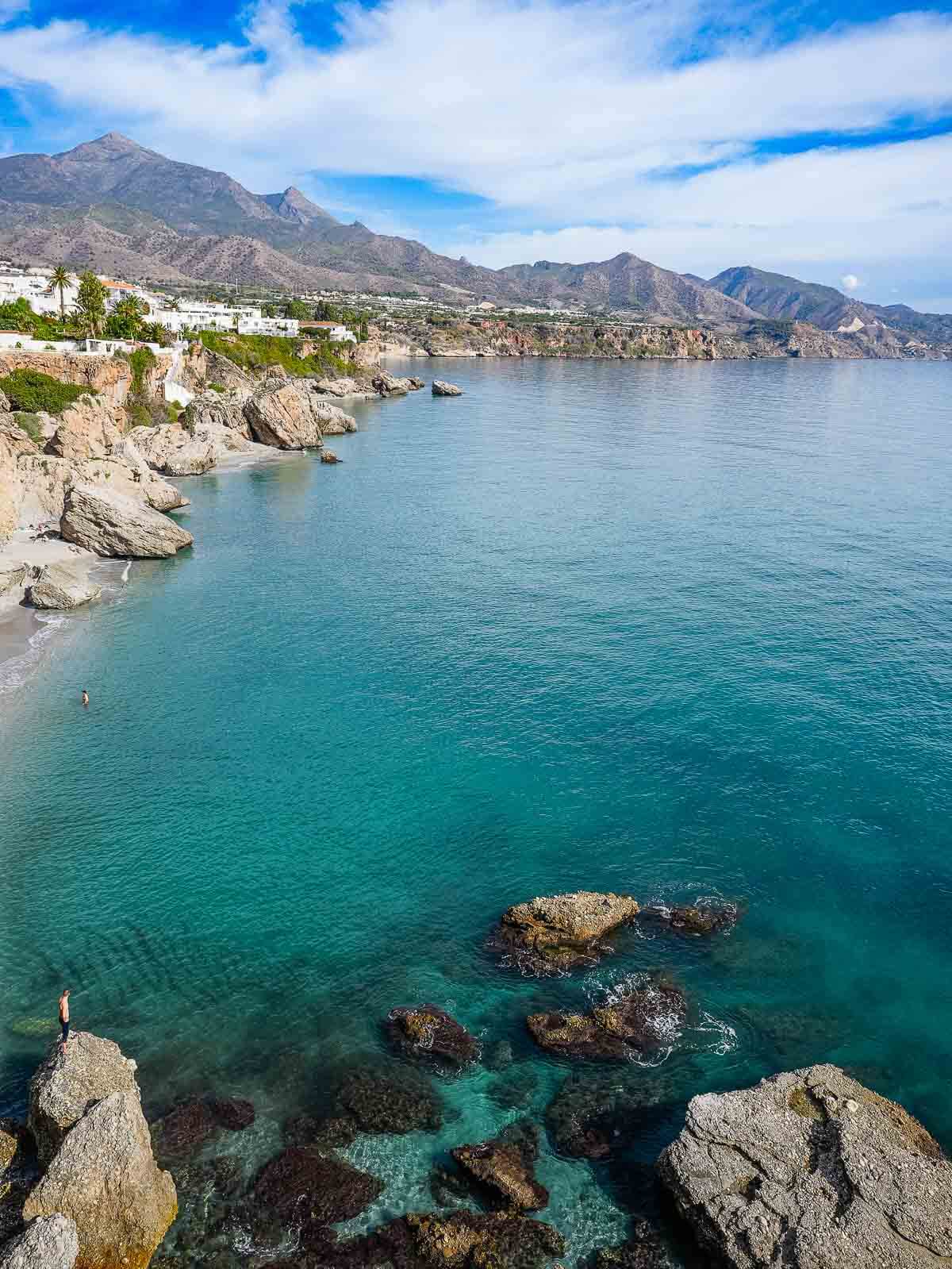 pristine beach in Nerja.