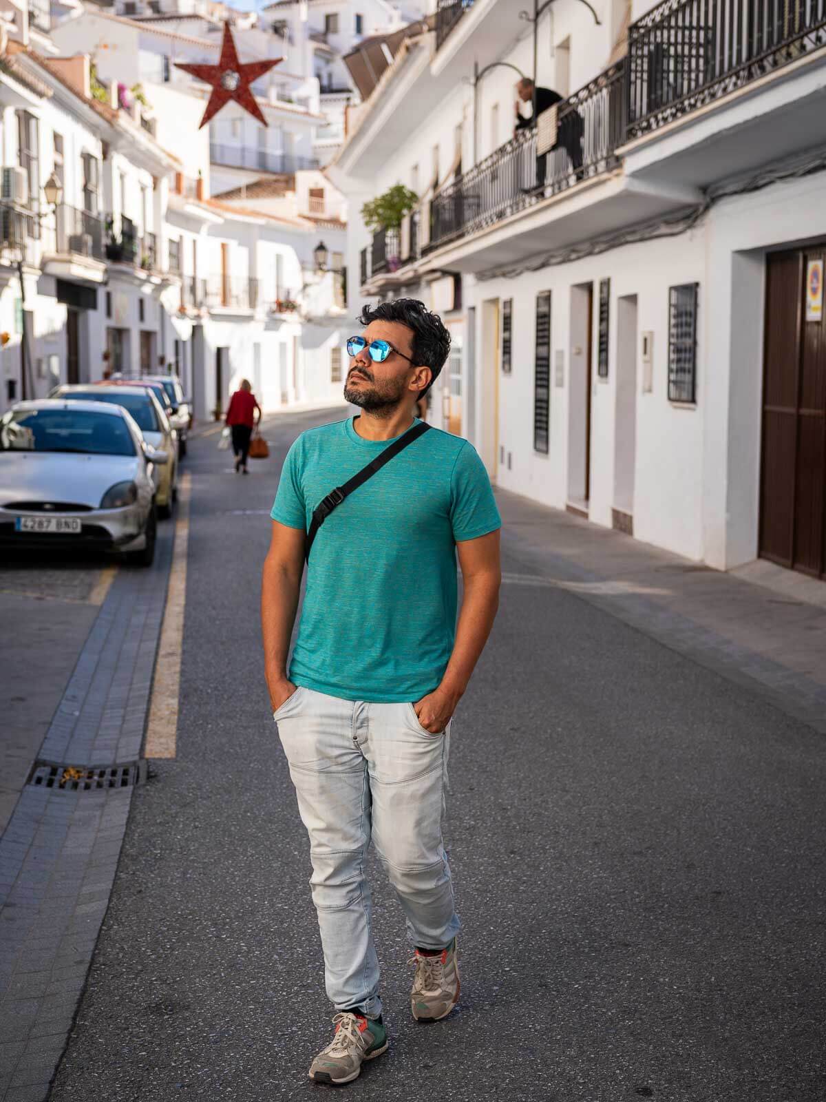 me strolling Frigiliana's narrow streets.