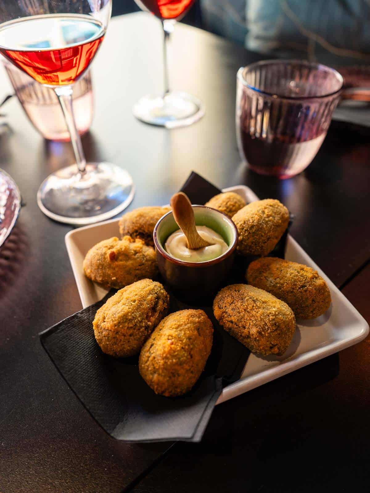 plate of croquettes at the restaurant.