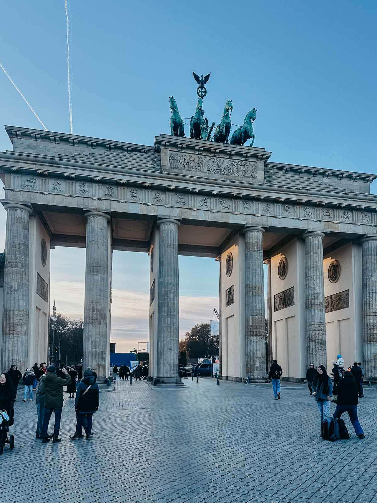 Visiting the Brandenburg Tor during a Sunday walk in Berlin.