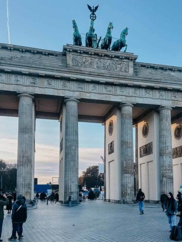 Visiting the Brandenburg Tor during a Sunday walk in Berlin.