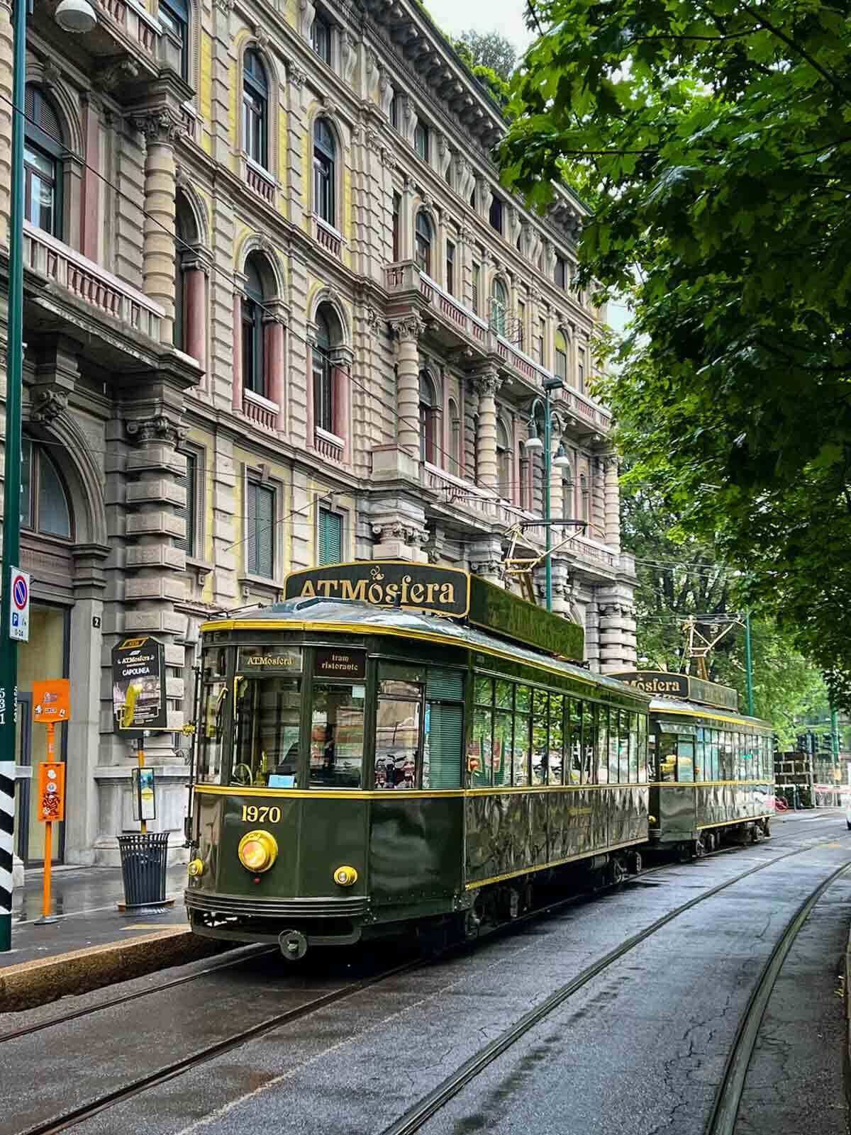 traditional tram in Milan.