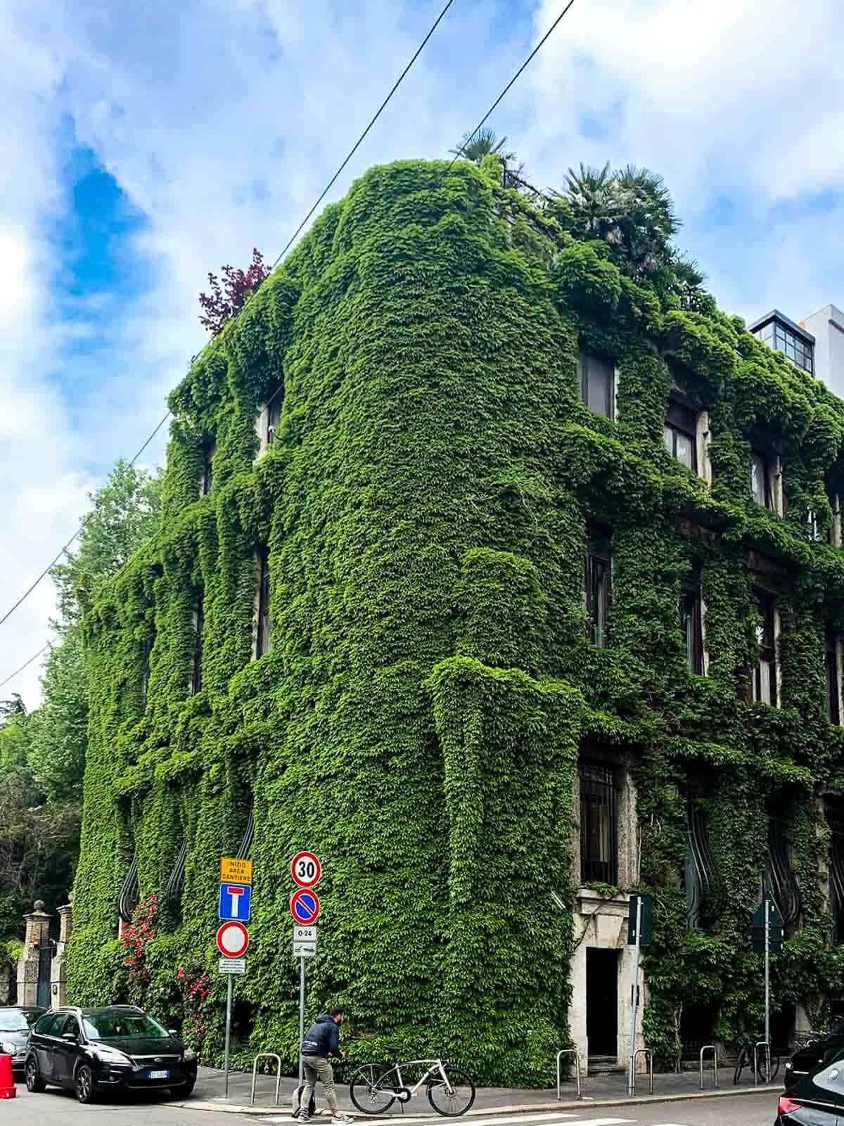 Green-plant-covered building in Milan.
