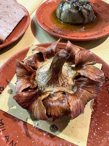 fried artichokes at Osteria da Fortunata.