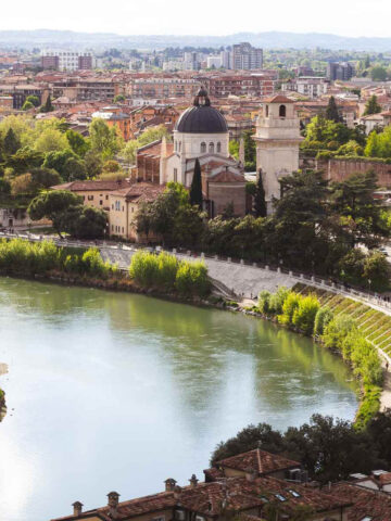 Verona aerial view with river bend.