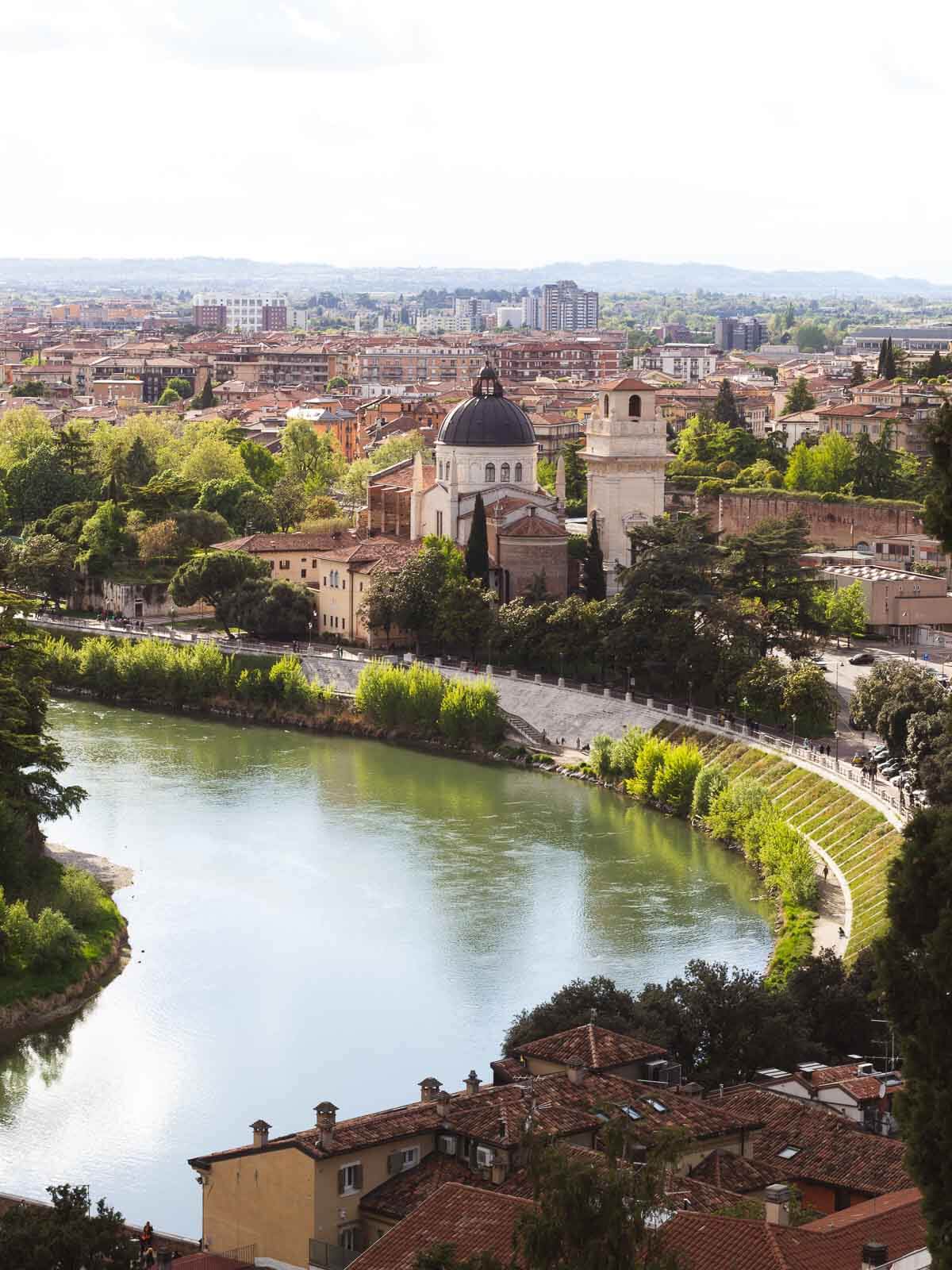 Verona aerial view with river bend.
