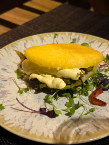 Vegan arepas at Arrebato restaurant.